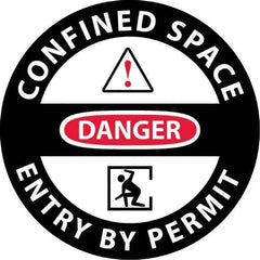 NMC - "Danger - Confined Space Entry By Permit", 36" Long x 36" Wide, Sportwalk Safety Sign - Round, 0.005" Thick, Use for Workplace/Safety - All Tool & Supply