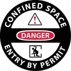 NMC - "Danger - Confined Space Entry By Permit", 36" Long x 36" Wide, Asphalt Art Safety Sign - Round, 0.005" Thick, Use for Workplace/Safety - All Tool & Supply