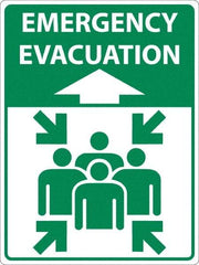 NMC - "Emergency Evacuation", 24" Long x 18" Wide, Sportwalk Safety Sign - Rectangle, 0.005" Thick, Use for Workplace/Safety - All Tool & Supply