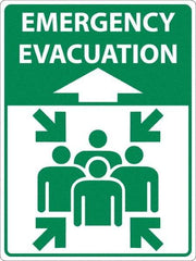 NMC - "Emergency Evacuation", 24" Long x 18" Wide, Asphalt Art Safety Sign - Rectangle, 0.005" Thick, Use for Workplace/Safety - All Tool & Supply