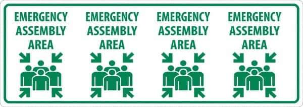 NMC - "Emergency Assembly Area", 12" Long x 34" Wide, Sportwalk Safety Sign - Rectangle, 0.005" Thick, Use for Workplace/Safety - All Tool & Supply