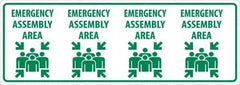 NMC - "Emergency Assembly Area", 12" Long x 34" Wide, Sportwalk Safety Sign - Rectangle, 0.005" Thick, Use for Workplace/Safety - All Tool & Supply