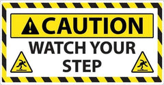 NMC - "Caution - Watch Your Step", 24" Long x 46" Wide, Sportwalk Safety Sign - Rectangle, 0.005" Thick, Use for Workplace/Safety - All Tool & Supply