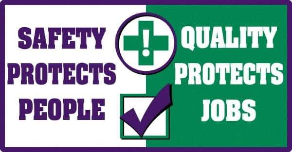 NMC - "Quality Protects Jobs", 24" Long x 46" Wide, Texwalk Safety Sign - Rectangle, 0.005" Thick, Use for Workplace/Safety - All Tool & Supply