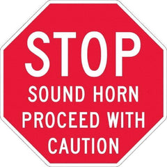 NMC - "Stop - Sound Horn Proceed With Caution", 36" Long x 36" Wide, Texwalk Safety Sign - Octagon, 0.005" Thick, Use for Workplace/Safety - All Tool & Supply