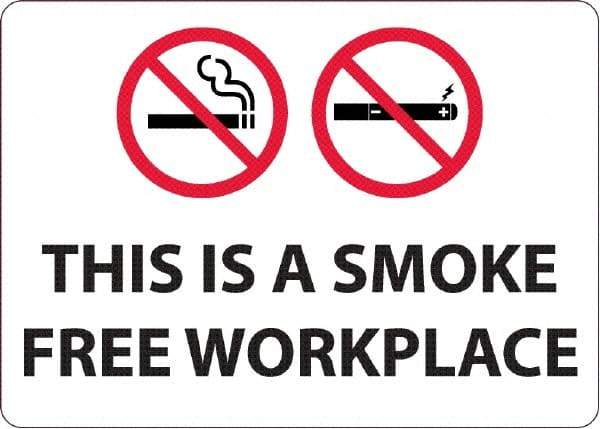 NMC - "This Is a Smoke Free Workplace", 10" Long x 14" Wide, Aluminum Safety Sign - Rectangular, 0.04" Thick, Use for Smoking Regulations - All Tool & Supply