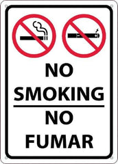 NMC - "No Smoking - No Fumar", 10" Long x 14" Wide, Rigid Plastic Safety Sign - Rectangular, 0.05" Thick, Use for Smoking Regulations - All Tool & Supply