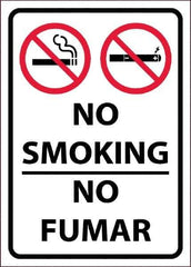 NMC - "No Smoking - No Fumar", 10" Long x 14" Wide, Pressure-Sensitive Vinyl Safety Sign - Rectangular, 0.0045" Thick, Use for Smoking Regulations - All Tool & Supply