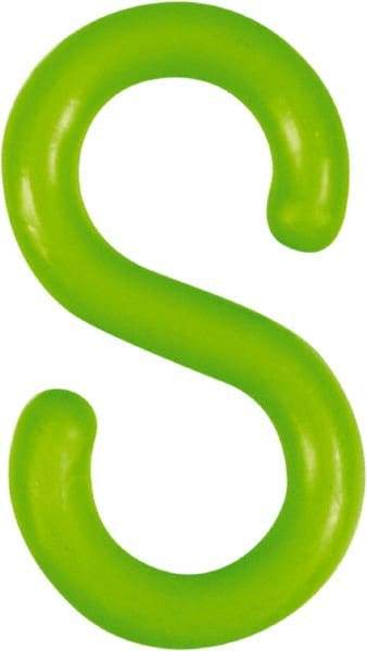 NMC - 2" High x 1/4" Long x 4" Wide Barrier S-Hook - Plastic, Uncoated, Green, Use with Plastic Chain - All Tool & Supply