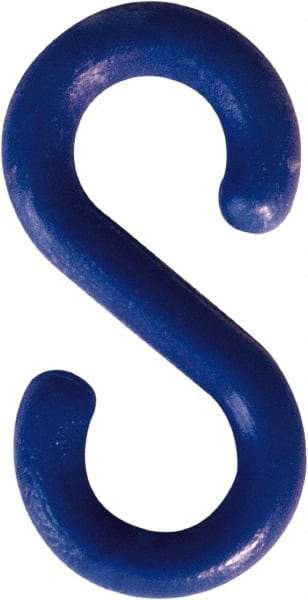 NMC - 2" High x 1/4" Long x 4" Wide Barrier S-Hook - Plastic, Uncoated, Blue, Use with Plastic Chain - All Tool & Supply