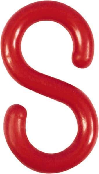 NMC - 1-1/2" High x 1/4" Long x 4" Wide Barrier S-Hook - Plastic, Uncoated, Red, Use with Plastic Chain - All Tool & Supply