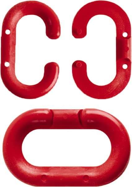 NMC - 1-1/2" High x 1/4" Long x 4" Wide Barrier Connecting Link - Plastic, Uncoated, Red, Use with Plastic Chain - All Tool & Supply