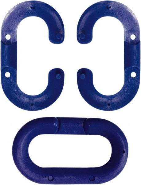 NMC - 1-1/2" High x 1/4" Long x 4" Wide Barrier Connecting Link - Plastic, Uncoated, Blue, Use with Plastic Chain - All Tool & Supply