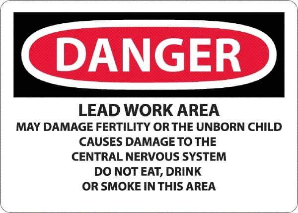 NMC - "Danger - Lead Work Area May Damage Fertility Or The Unborn Child", 10" Long x 14" Wide, Rigid Plastic Safety Sign - Rectangle, 0.05" Thick, Use for Hazardous Materials - All Tool & Supply