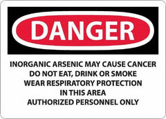 NMC - "Danger - Inorganic Arsenic May Cause Cancer", 10" Long x 14" Wide, Rigid Plastic Safety Sign - Rectangle, 0.05" Thick, Use for Hazardous Materials - All Tool & Supply