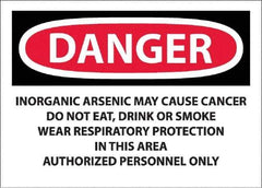 NMC - "Danger - Inorganic Arsenic May Cause Cancer", 10" Long x 14" Wide, Pressure-Sensitive Vinyl Safety Sign - Rectangle, 0.045" Thick, Use for Hazardous Materials - All Tool & Supply