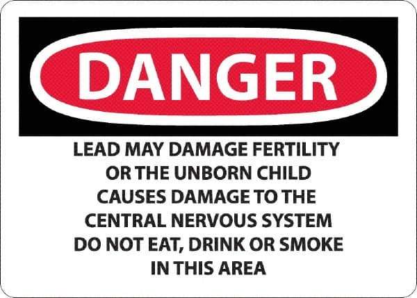 NMC - "Danger - Lead May Damage Fertility or the Unborn Child", 10" Long x 14" Wide, Aluminum Safety Sign - Rectangle, 0.04" Thick, Use for Hazardous Materials - All Tool & Supply