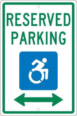 NMC - "Reserved Parking", "Handicap Symbol", 12" Wide x 18" High, Aluminum ADA Signs - 0.063" Thick, Green & Blue on White, Rectangle, Post Mount - All Tool & Supply