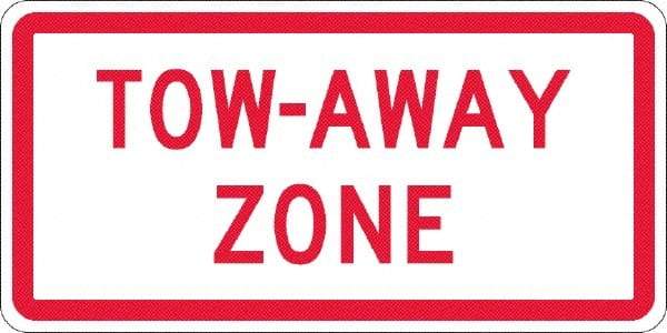 NMC - "Tow Away Zone", 12" Wide x 6" High, Aluminum No Parking & Tow Away Signs - 0.063" Thick, Red on White, Rectangle, Post Mount - All Tool & Supply