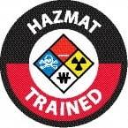 NMC - Haz Mat Trained, Hard Hat Label - Round, Blue, Red, Yellow & Black on White, 0.004" Thick, Indoor or Outdoor, Adhesive Backed, For Accident Prevention - All Tool & Supply