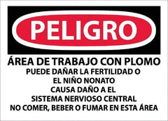 NMC - "Peligro - Area De Trabajo Con Plomo", 10" Long x 14" Wide, Paper Safety Sign - Rectangle, Use for Hazardous Materials - All Tool & Supply