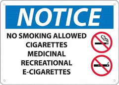 NMC - "No Smoking Allowed, Cigarettes, Medicinal,Recreational,E-Cigs", 10" Long x 14" Wide, Rigid Plastic Safety Sign - Rectangle, 0.05" Thick, Use for Smoking Regulations - All Tool & Supply