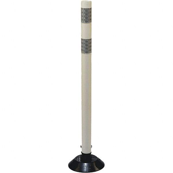 PRO-SAFE - 36" High x 3" Wide Reflective Tubular Surface Mount Delineator - Urethane, 3 Lbs, Gray/White - All Tool & Supply