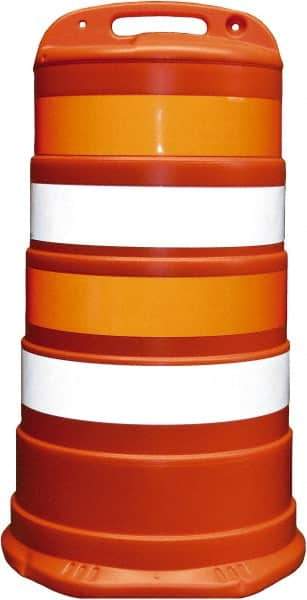 PRO-SAFE - 40" High x 36" Wide Reflective Channelizer Drum - High Density Polyethylene (HDPE), 10 Lbs, Orange - All Tool & Supply