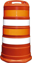 PRO-SAFE - 40" High x 36" Wide Reflective Channelizer Drum - High Density Polyethylene (HDPE), 10 Lbs, Orange - All Tool & Supply