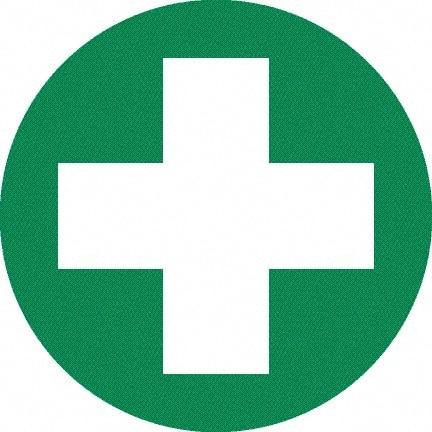 NMC - First Aid Cross Graphic, Hard Hat Label - White on Green, 0.045" Thick, For Certified Operator - All Tool & Supply