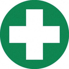 NMC - First Aid Cross Graphic, Hard Hat Label - White on Green, 0.045" Thick, For Certified Operator - All Tool & Supply