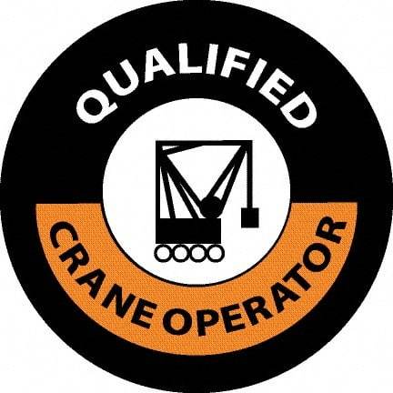 NMC - Qualified Crane Operator, Hard Hat Label - Black/Orange/White, 0.045" Thick, For Accident Prevention - All Tool & Supply