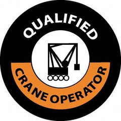 NMC - Qualified Crane Operator, Hard Hat Label - Black/Orange/White, 0.045" Thick, For Accident Prevention - All Tool & Supply