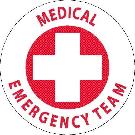 NMC - Medical Emergency Team, Hard Hat Label - Red on White, 0.045" Thick, For Accident Prevention - All Tool & Supply