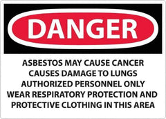 NMC - "Danger - Asbestos May Cause Cancer", 20" Long x 28" Wide, Rigid Plastic Safety Sign - Rectangular, 0.05" Thick, Use for Hazardous Materials - All Tool & Supply