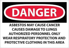 NMC - "Danger - Asbestos May Cause Cancer", 14" Long x 20" Wide, Rigid Plastic Safety Sign - Rectangular, 0.05" Thick, Use for Hazardous Materials - All Tool & Supply