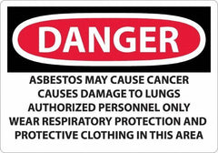 NMC - "Danger - Asbestos May Cause Cancer", 14" Long x 20" Wide, Aluminum Safety Sign - Rectangular, 0.04" Thick, Use for Hazardous Materials - All Tool & Supply