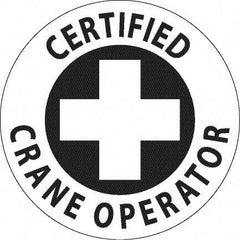 NMC - Certified Crane Operator, Hard Hat Label - Black on White, 0.045" Thick, For Accident Prevention - All Tool & Supply