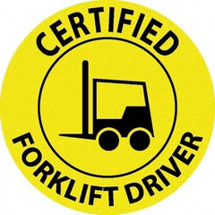 NMC - Certified Forklift Driver, Hard Hat Label - Black on Yellow, 0.045" Thick, For Accident Prevention - All Tool & Supply