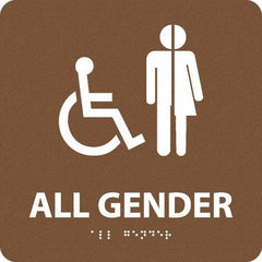 NMC - "All Gender", 8" Long x 8" Wide, Gravoply (Engraved) Safety Sign - Square, 0.25" Thick, Use for Restroom, Janitorial & Housekeeping - All Tool & Supply