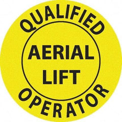 NMC - Qualified Aerial Lift Operator, Hard Hat Label - Black on Yellow, 0.045" Thick, For Accident Prevention - All Tool & Supply