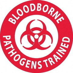 NMC - Bloodborne Pathogens Trained, Hard Hat Label - White on Red, 0.045" Thick, For Accident Prevention - All Tool & Supply