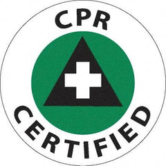 NMC - CPR Certified, Hard Hat Label - Green & Black on White, 0.045" Thick, For Accident Prevention - All Tool & Supply