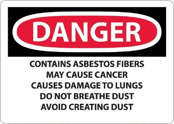 NMC - "Danger - Contains Asbestos Fibers", 10" Long x 14" Wide, Aluminum Safety Sign - Rectangular, 0.04" Thick, Use for Hazardous Materials - All Tool & Supply