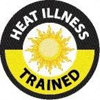 NMC - Heat Illness Trained, Hard Hat Label - Round, White & Yellow on Black, 0.004" Thick, Indoor or Outdoor, Adhesive Backed, For Accident Prevention - All Tool & Supply