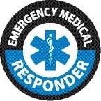 NMC - Emergency Medical Responder, Hard Hat Label - Round, Black & Blue on White, 0.004" Thick, Indoor or Outdoor, Adhesive Backed, For Accident Prevention - All Tool & Supply