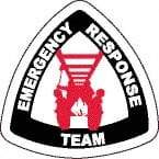 NMC - Emergency Response Team, Hard Hat Label - Diamond, Black & Red on White, 0.004" Thick, Indoor or Outdoor, Adhesive Backed, For Accident Prevention - All Tool & Supply