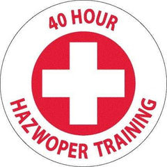 NMC - 40 Hour Hazwopper Training, Hard Hat Label - Round, Red on White, 0.004" Thick, Indoor or Outdoor, Adhesive Backed, For Accident Prevention - All Tool & Supply