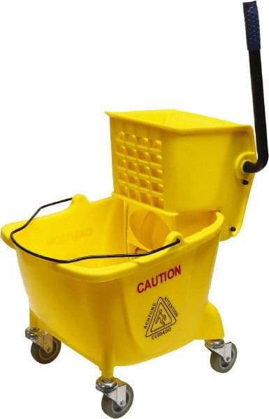 O-Cedar - 26 Qt Plastic Bucket & Wringer - 22" Long x 33" High x 14" Wide, Yellow - All Tool & Supply