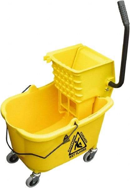 O-Cedar - 33 Qt Plastic Bucket & Wringer - 34" Long x 22" High x 15" Wide, Yellow - All Tool & Supply